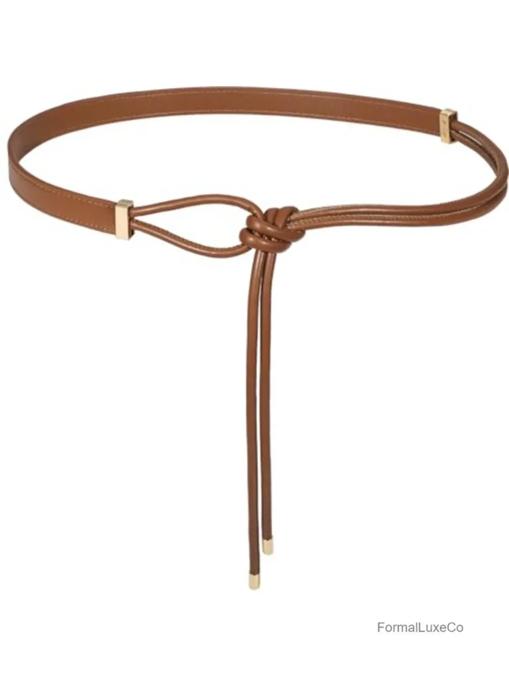 Women's Knotted Thin Waist Belt PU Leather Skinny Belts Adjustable